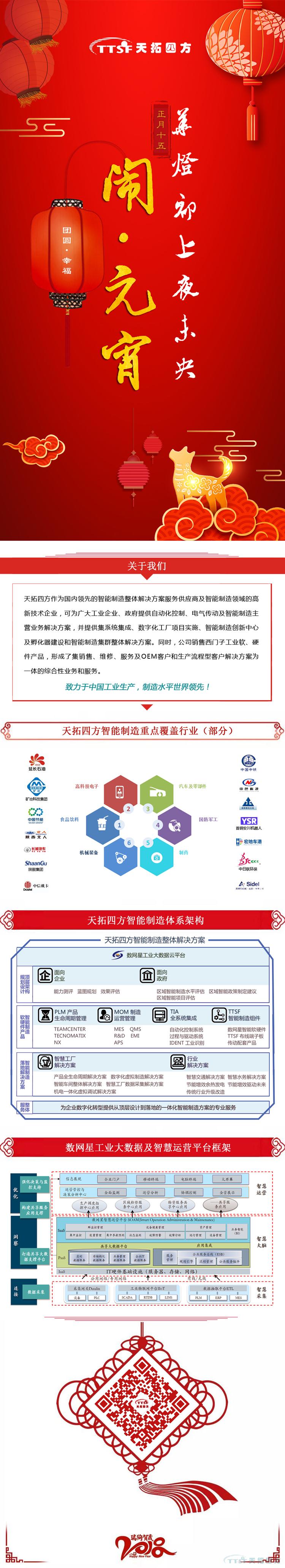 天拓四方祝大家闔家團圓、元宵節快樂(le) ！